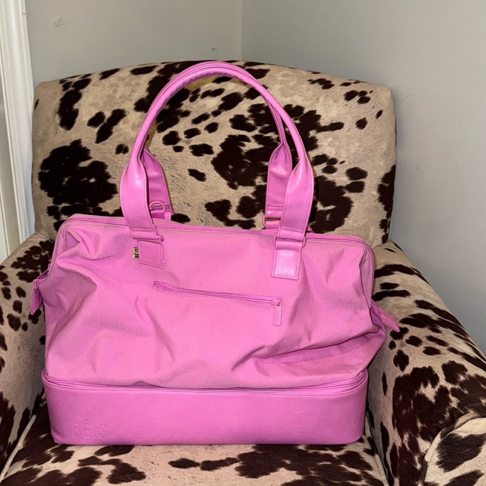 BEIS Limited Edition Weekender Bag in Berry